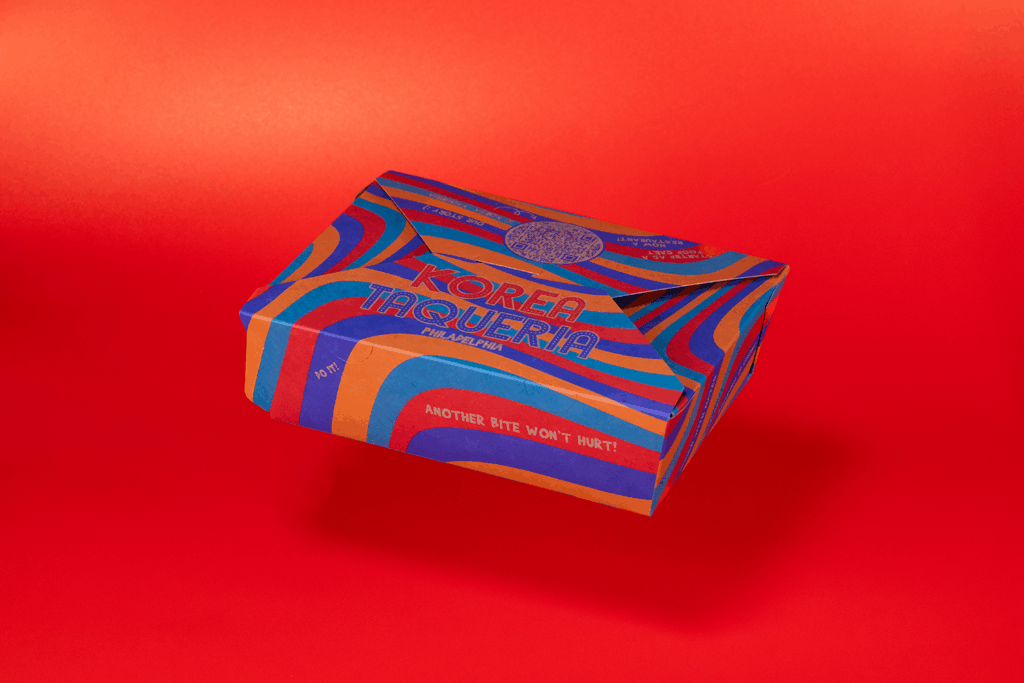 Bright custom print designed box catered to brand identity.